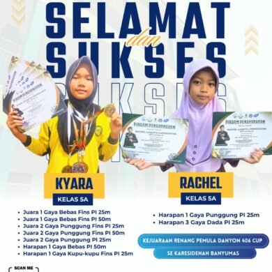 Luar Biasa! Kyara dan Rachel Ukir Prestasi di Kejuaraan Renang Pemula Danyon 406 Cup se-Karesidenan Banyumas